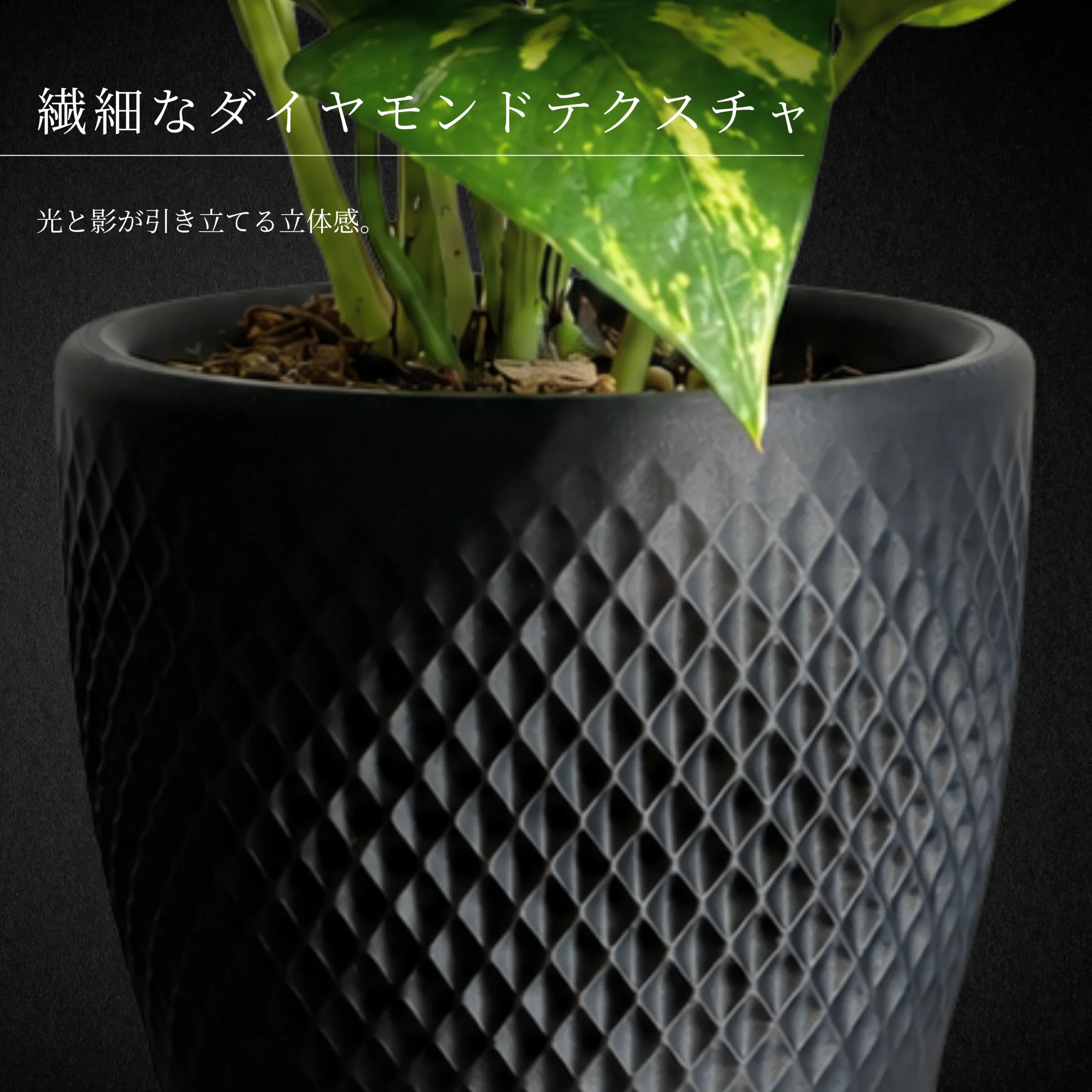 Facet 植木鉢 ブラック 2個セット - 画像 (3)